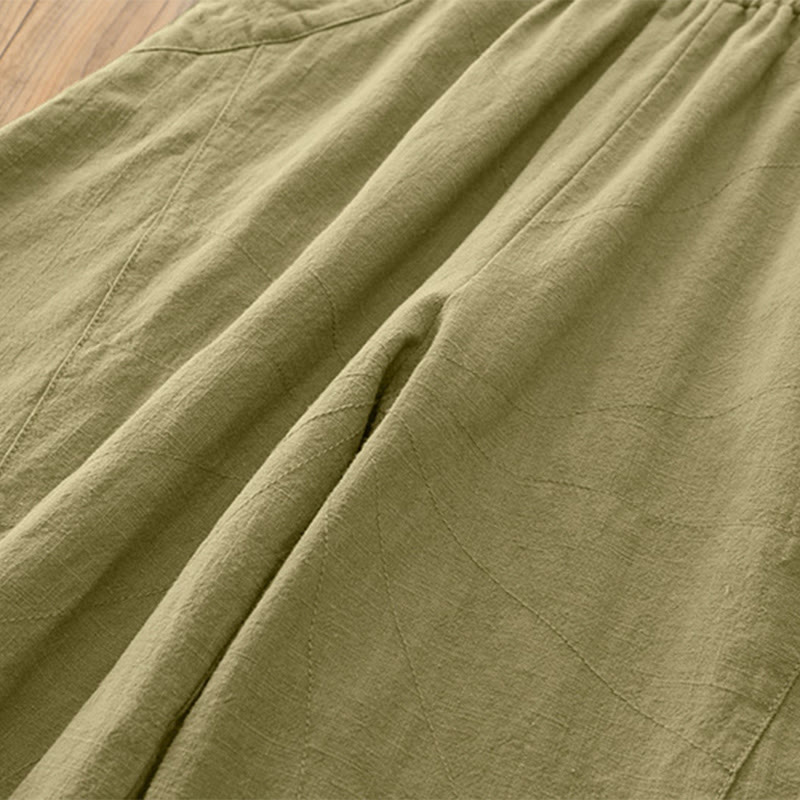 Buddha Stones Jednokolorowe Luźne Spodnie Harem Jogi Z Kieszeniami - image 34