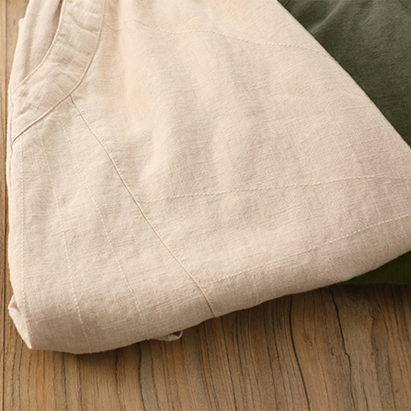 Buddha Stones Jednokolorowe Luźne Spodnie Harem Jogi Z Kieszeniami - image 54