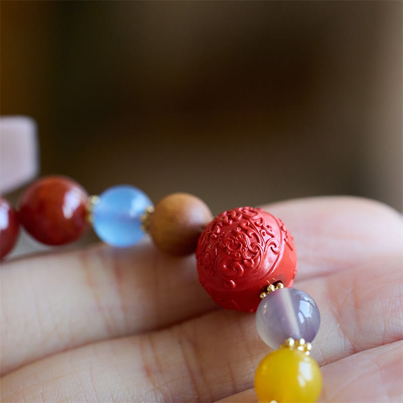 Buddha Stones Naturalny Czerwony Agat Talizman Pokoju Fu Charakter Smok Ogon Pewność Bransoletka Charm