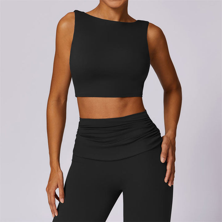 Buddha Stones Bez rękawów Bez pleców Pasek Tank Top Biustonosz Rozkloszowane Spodnie Sport Fitness Joga - Czarny - Szczyt - US8-10, UK/AU12-14, EU40-42 (XL) - image 30