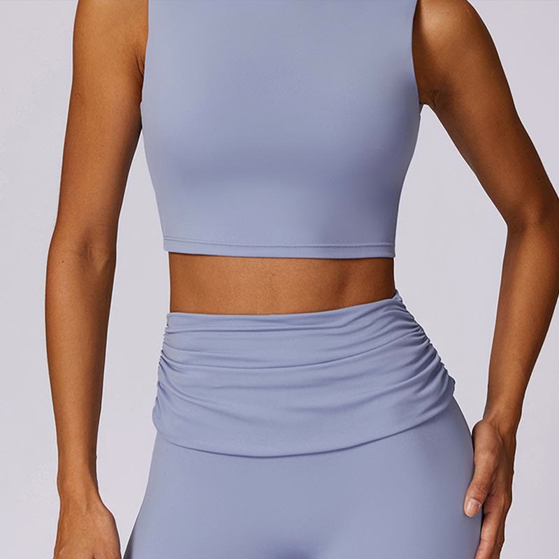 Buddha Stones Bez rękawów Bez pleców Pasek Tank Top Biustonosz Rozkloszowane Spodnie Sport Fitness Joga - image 3