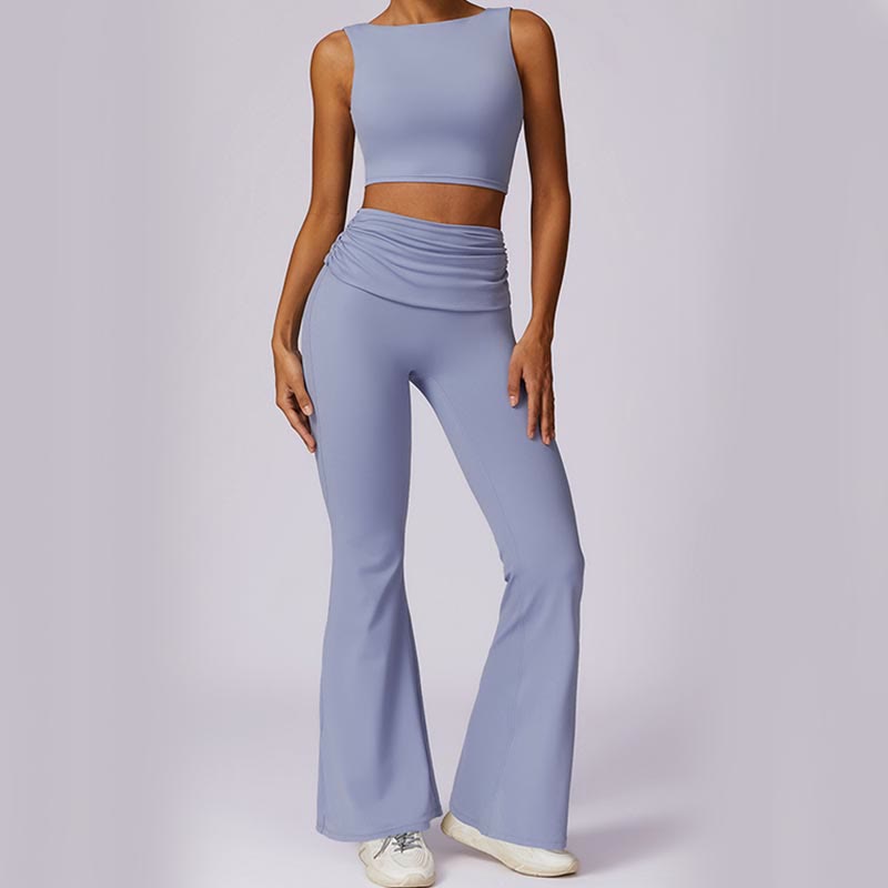 Buddha Stones Bez rękawów Bez pleców Pasek Tank Top Biustonosz Rozkloszowane Spodnie Sport Fitness Joga - image 22