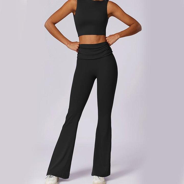 Buddha Stones Bez rękawów Bez pleców Pasek Tank Top Biustonosz Rozkloszowane Spodnie Sport Fitness Joga - image 38