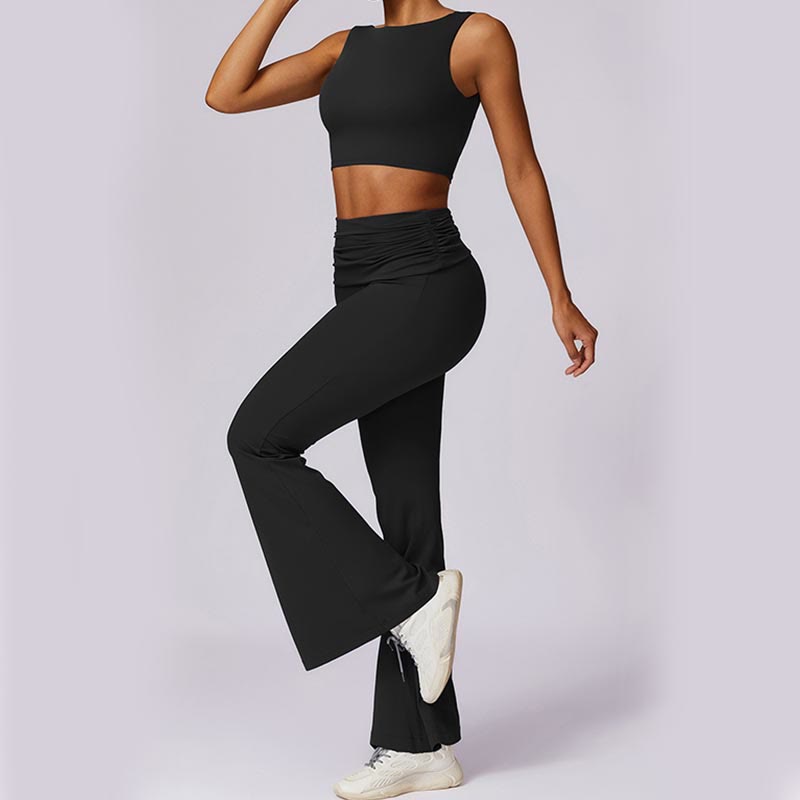 Buddha Stones Bez rękawów Bez pleców Pasek Tank Top Biustonosz Rozkloszowane Spodnie Sport Fitness Joga - image 40