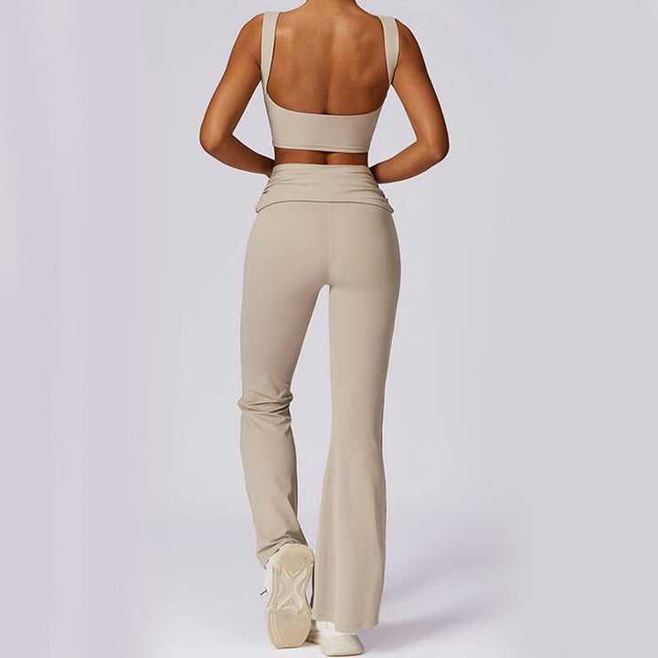 Buddha Stones Bez rękawów Bez pleców Pasek Tank Top Biustonosz Rozkloszowane Spodnie Sport Fitness Joga - image 63