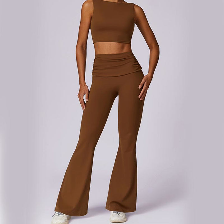 Buddha Stones Bez rękawów Bez pleców Pasek Tank Top Biustonosz Rozkloszowane Spodnie Sport Fitness Joga - image 74