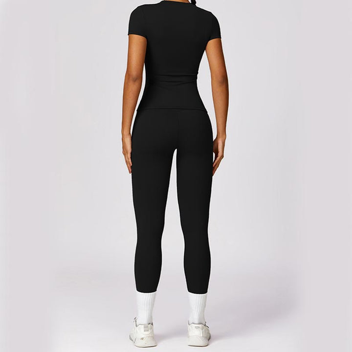 Buddha Stones Damskie Krótki Rękaw T-shirt Top Wysoki Stan Legginsy Spodnie Do Sportu Joga - image 6