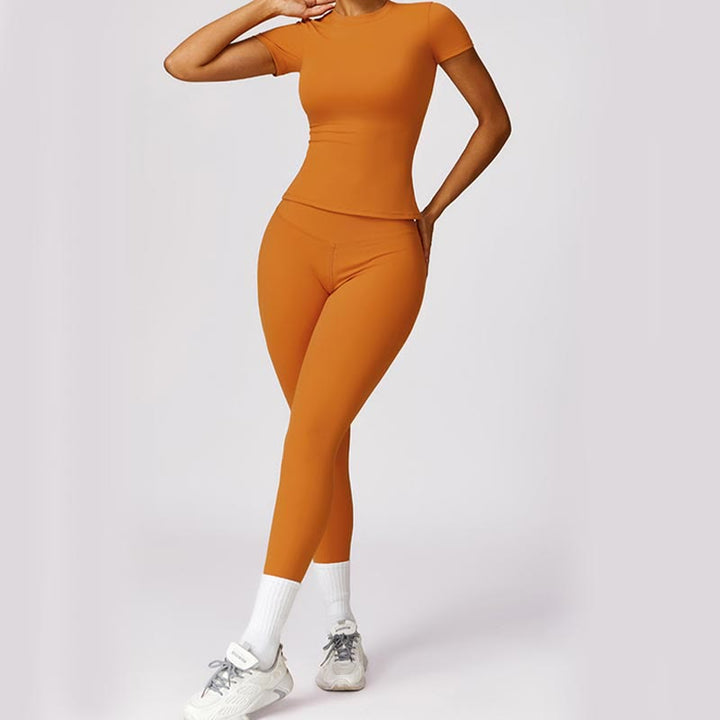 Buddha Stones Damskie Krótki Rękaw T-shirt Top Wysoki Stan Legginsy Spodnie Do Sportu Joga - image 19