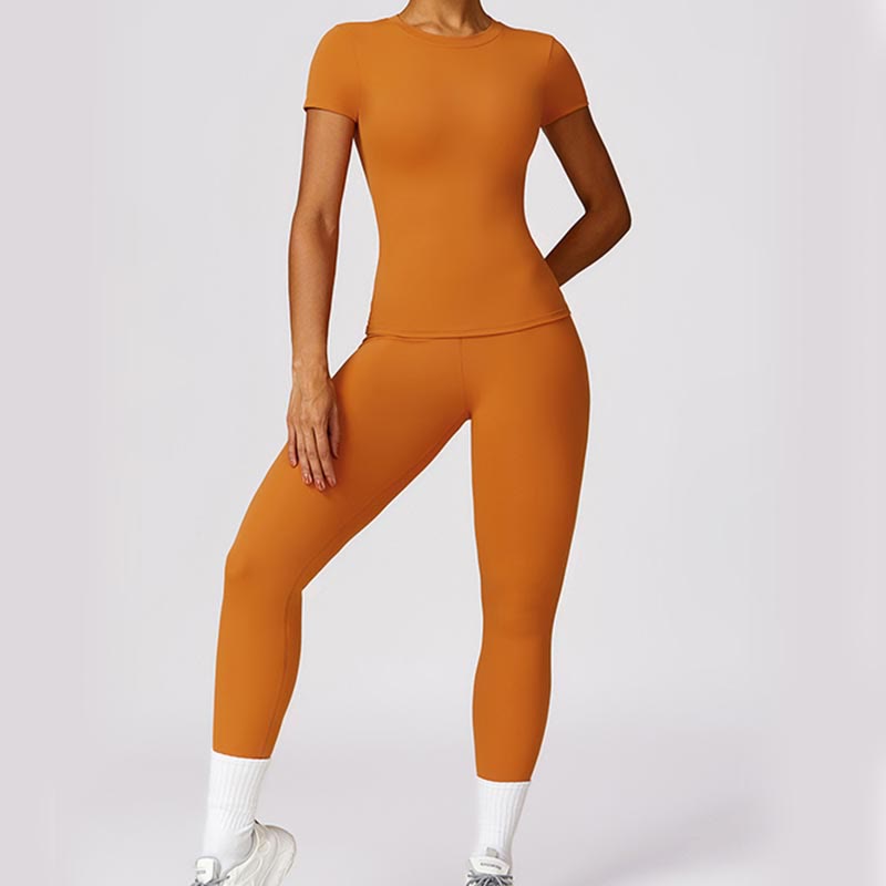 Buddha Stones Damskie Krótki Rękaw T-shirt Top Wysoki Stan Legginsy Spodnie Do Sportu Joga - image 18