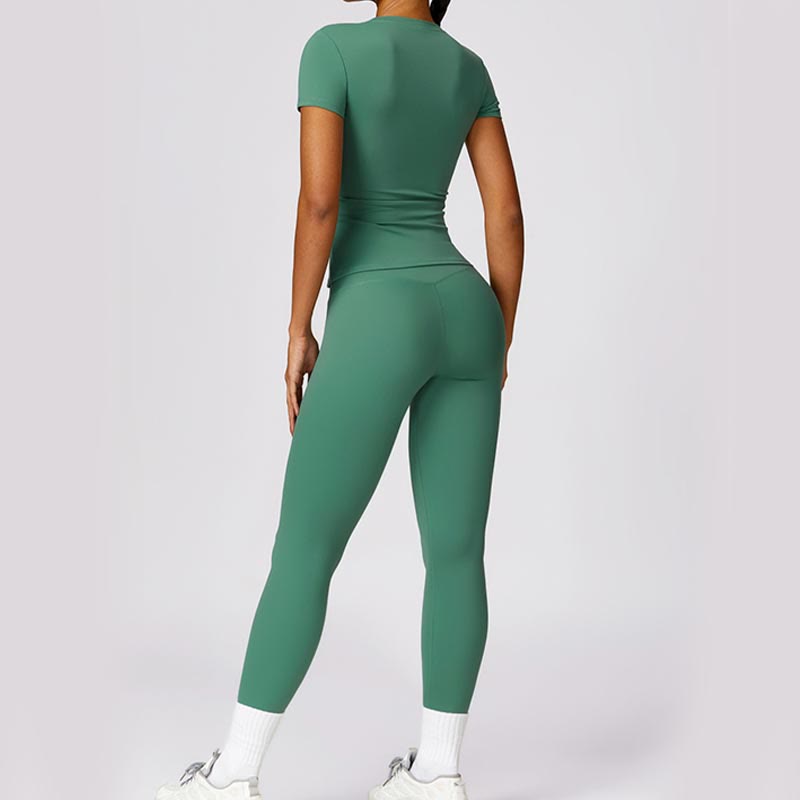 Buddha Stones Damskie Krótki Rękaw T-shirt Top Wysoki Stan Legginsy Spodnie Do Sportu Joga - image 34
