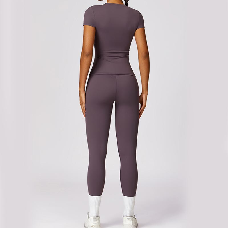Buddha Stones Damskie Krótki Rękaw T-shirt Top Wysoki Stan Legginsy Spodnie Do Sportu Joga - image 48