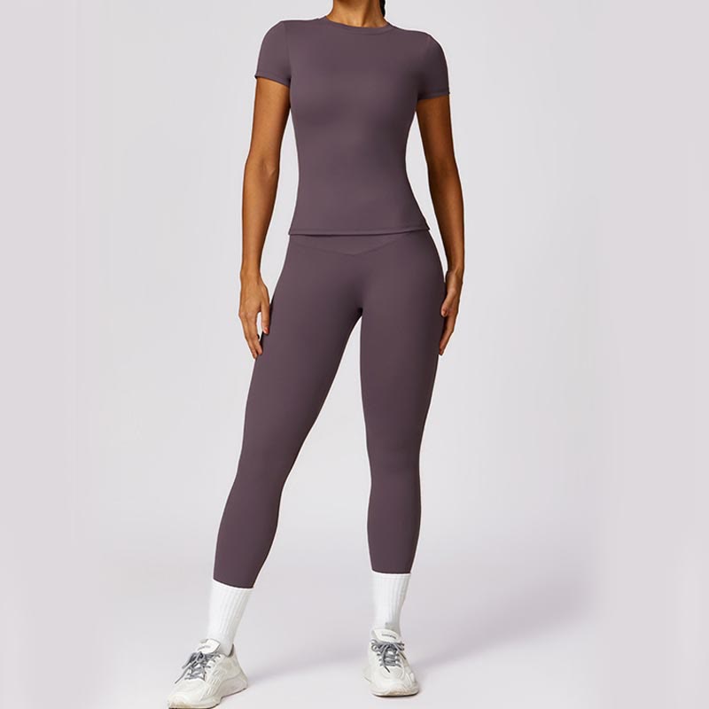 Buddha Stones Damskie Krótki Rękaw T-shirt Top Wysoki Stan Legginsy Spodnie Do Sportu Joga - image 47