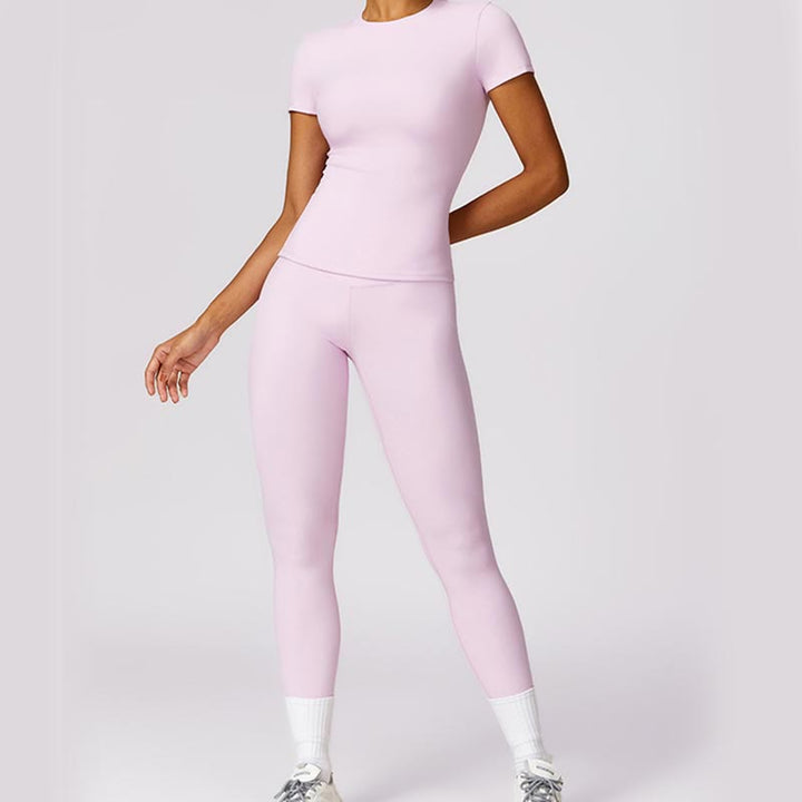 Buddha Stones Damskie Krótki Rękaw T-shirt Top Wysoki Stan Legginsy Spodnie Do Sportu Joga - image 64