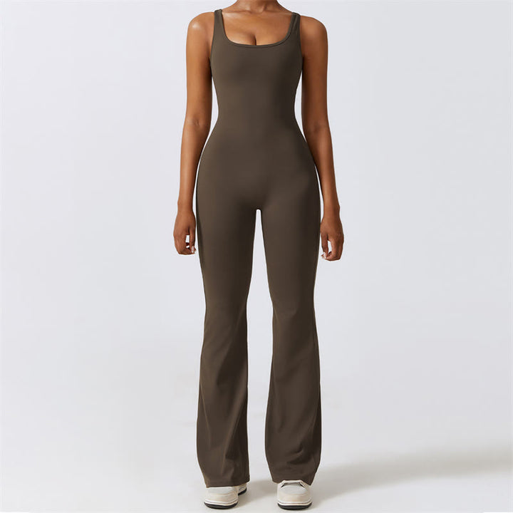 Buddha Stones Damskie Kombinezon Bez Rękawów Spodnie Rozkloszowane Sportowe Fitness Joga Body - Brązowy - US8-10, UK/AU12-14, EU40-42 (XL)  - image 12
