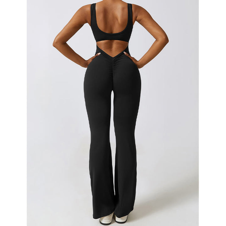 Buddha Stones Damskie Kombinezon Bez Rękawów Spodnie Rozkloszowane Sportowe Fitness Joga Body - image 5