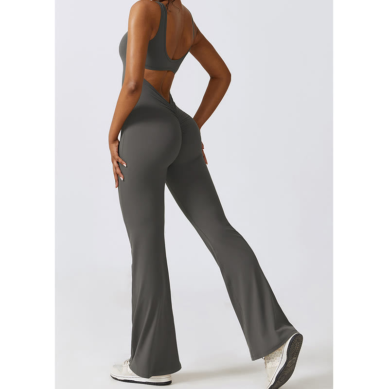 Buddha Stones Damskie Kombinezon Bez Rękawów Spodnie Rozkloszowane Sportowe Fitness Joga Body - image 7