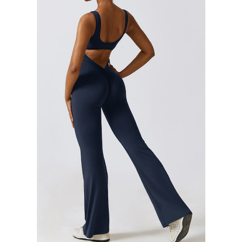 Buddha Stones Damskie Kombinezon Bez Rękawów Spodnie Rozkloszowane Sportowe Fitness Joga Body - image 22