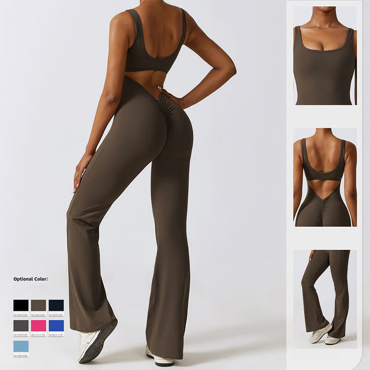 Buddha Stones Damskie Kombinezon Bez Rękawów Spodnie Rozkloszowane Sportowe Fitness Joga Body - image 20