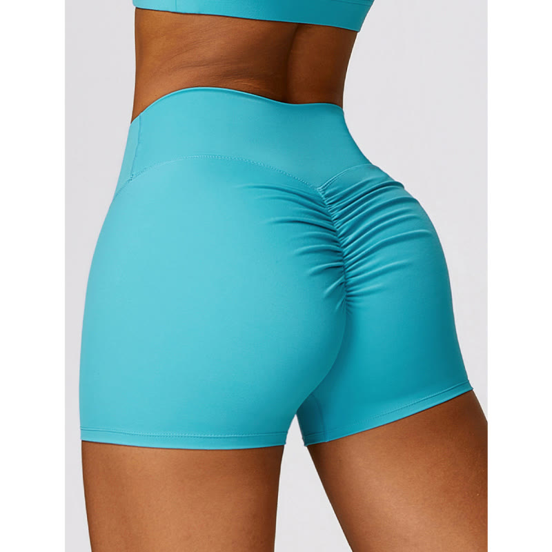 Buddha Stones Gym Sports Yoga Backless Bra Crop Tank Top Oddychające Szorty - Niebieski - Szorty - US8-10, UK/AU12-14, EU40-42 (XL) - image 0