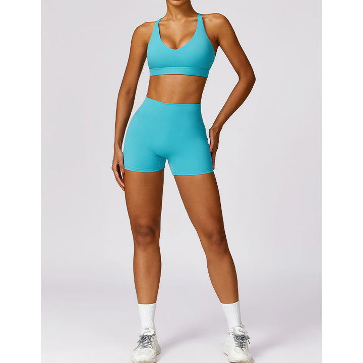 Buddha Stones Gym Sports Yoga Backless Bra Crop Tank Top Oddychające Szorty - image 11