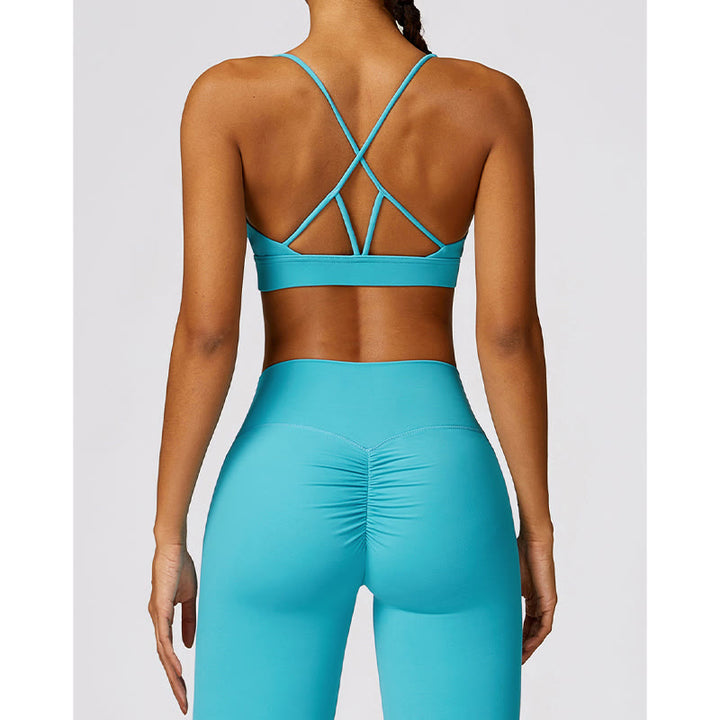 Buddha Stones Gym Sports Yoga Backless Bra Crop Tank Top Oddychające Szorty