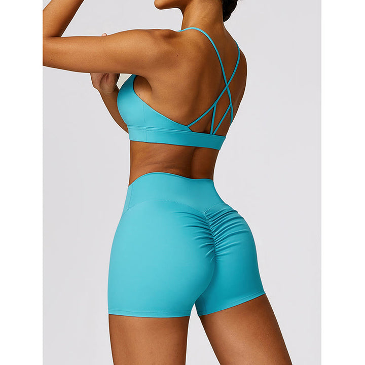 Buddha Stones Gym Sports Yoga Backless Bra Crop Tank Top Oddychające Szorty - image 8