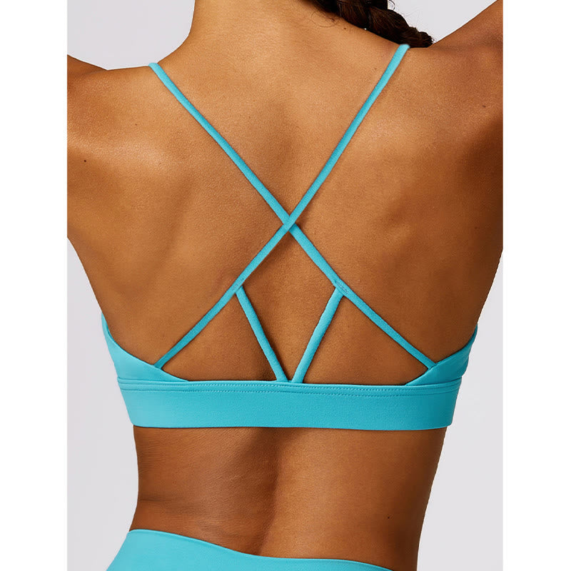 Buddha Stones Gym Sports Yoga Backless Bra Crop Tank Top Oddychające Szorty - image 10