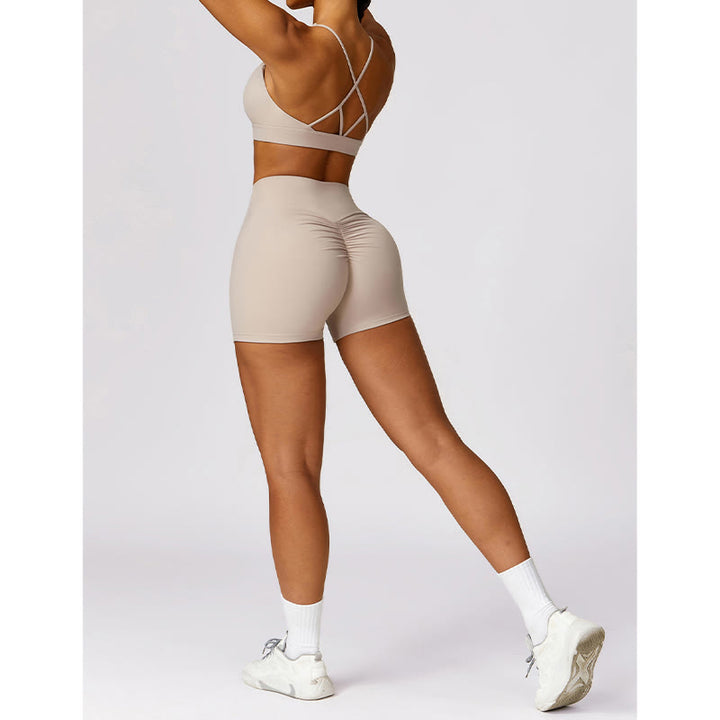 Buddha Stones Gym Sports Yoga Backless Bra Crop Tank Top Oddychające Szorty - image 20