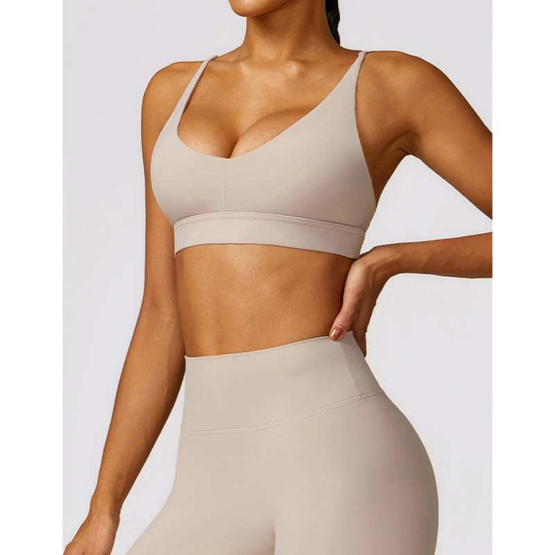 Buddha Stones Gym Sports Yoga Backless Bra Crop Tank Top Oddychające Szorty - image 28