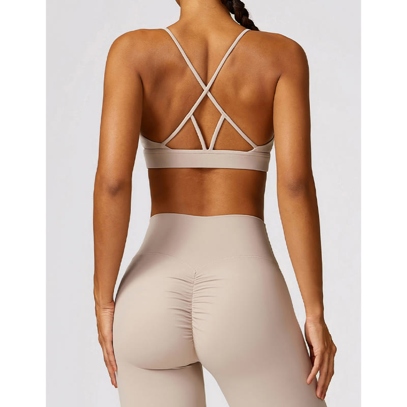 Buddha Stones Gym Sports Yoga Backless Bra Crop Tank Top Oddychające Szorty - image 30
