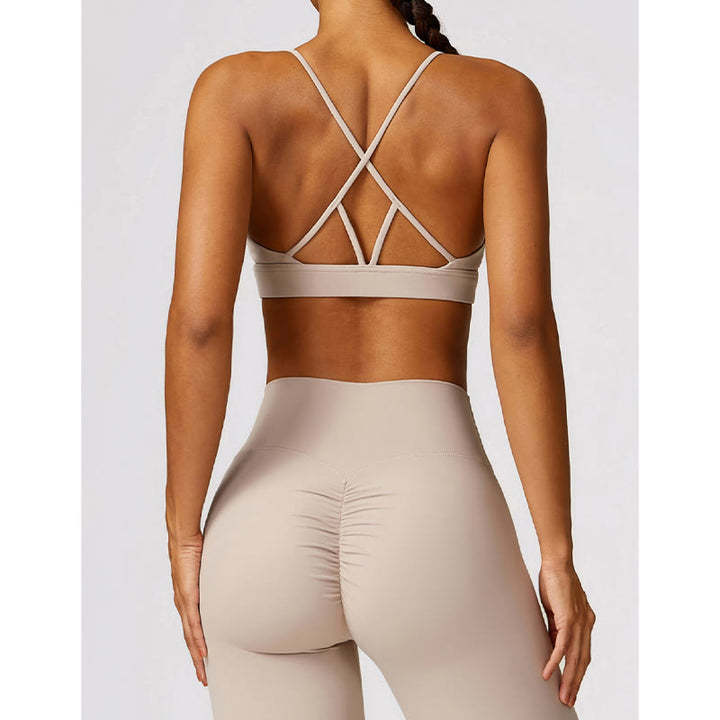 Buddha Stones Gym Sports Yoga Backless Bra Crop Tank Top Oddychające Szorty - image 30