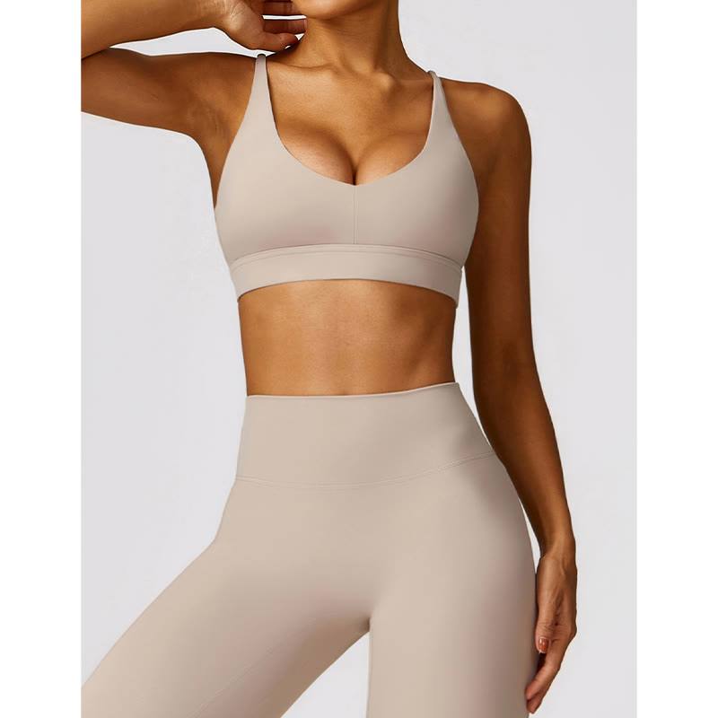 Buddha Stones Gym Sports Yoga Backless Bra Crop Tank Top Oddychające Szorty - image 17