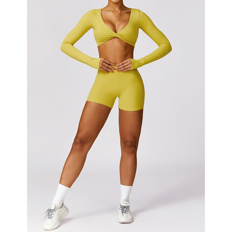 Buddha Stones Gym Sports Yoga Backless Bra Crop Tank Top Oddychające Szorty