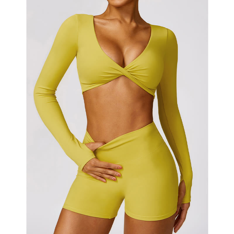 Buddha Stones Gym Sports Yoga Backless Bra Crop Tank Top Oddychające Szorty - image 39