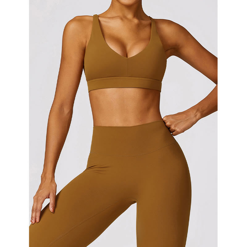 Buddha Stones Gym Sports Yoga Backless Bra Crop Tank Top Oddychające Szorty - image 49