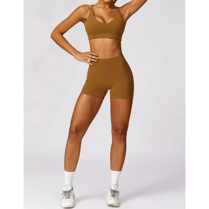 Buddha Stones Gym Sports Yoga Backless Bra Crop Tank Top Oddychające Szorty - image 51