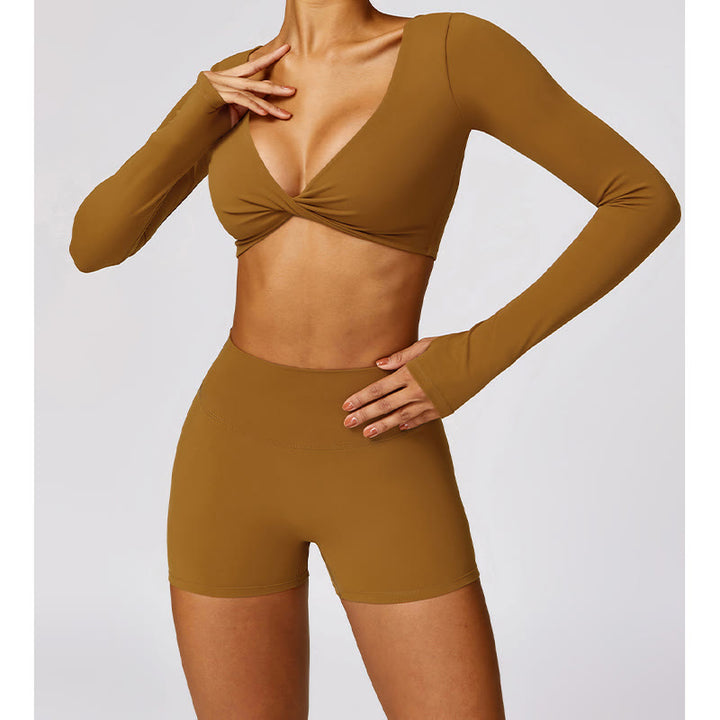 Buddha Stones Gym Sports Yoga Backless Bra Crop Tank Top Oddychające Szorty - image 56