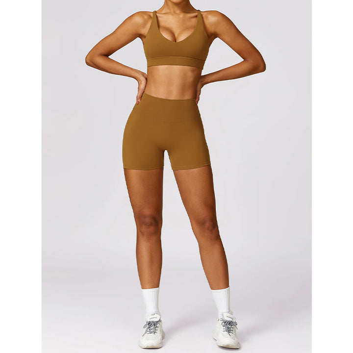 Buddha Stones Gym Sports Yoga Backless Bra Crop Tank Top Oddychające Szorty - image 57