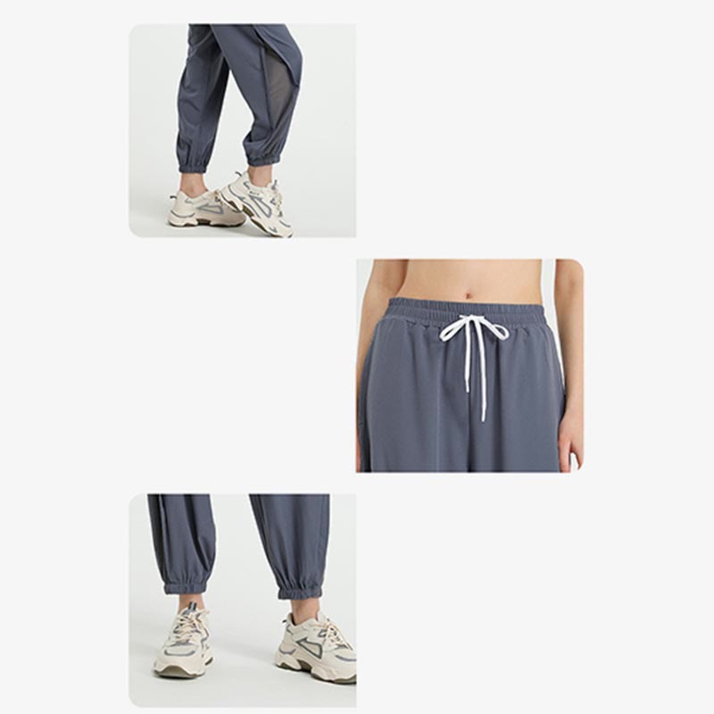 Buddha Stones Luźne Spodnie Sportowe Fitness Joga Wysoki Stan Z Kieszeniami