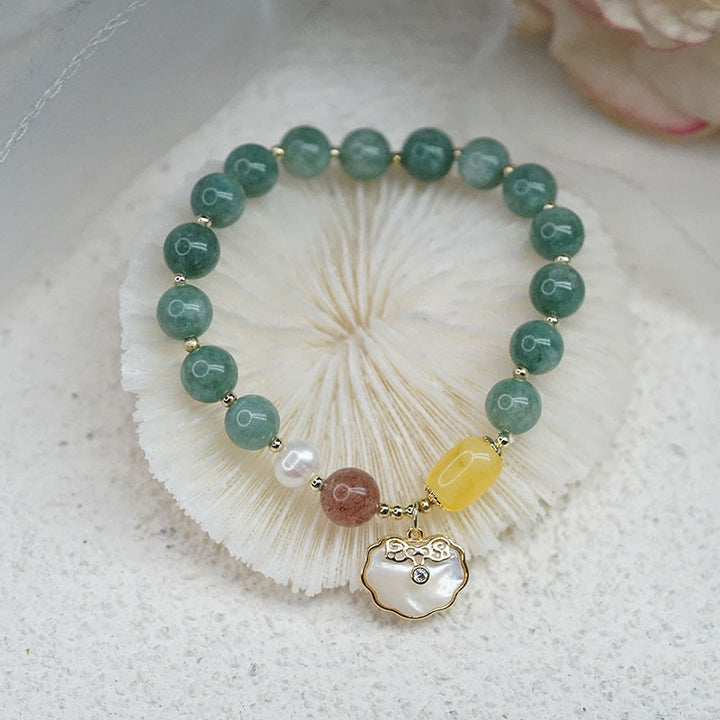 Bransoletka z Buddha Stones Jade Sea Shell Ruyi Lock Luck