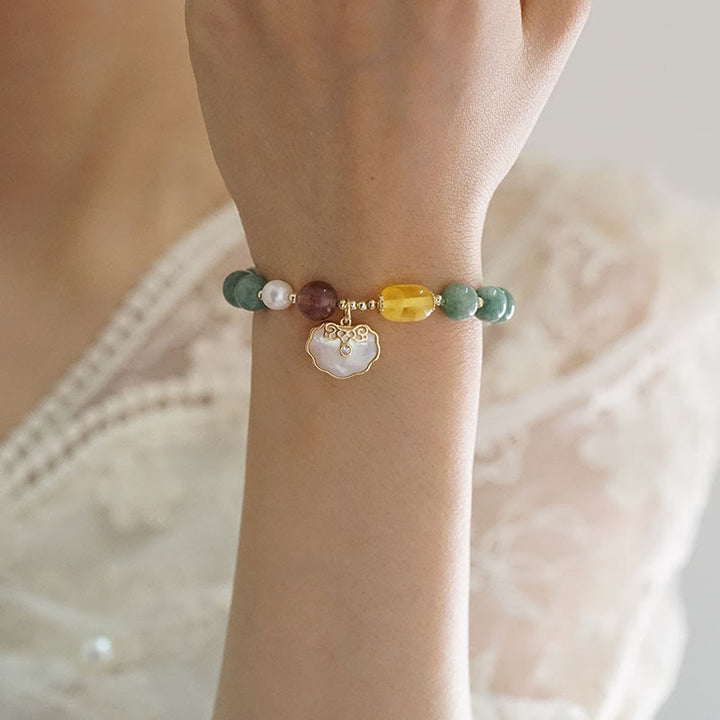 Bransoletka z Buddha Stones Jade Sea Shell Ruyi Lock Luck