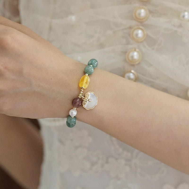 Bransoletka z Buddha Stones Jade Sea Shell Ruyi Lock Luck
