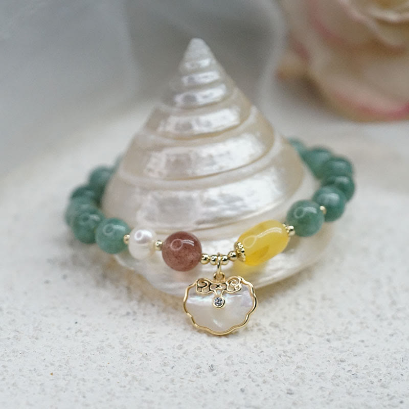 Bransoletka z Buddha Stones Jade Sea Shell Ruyi Lock Luck