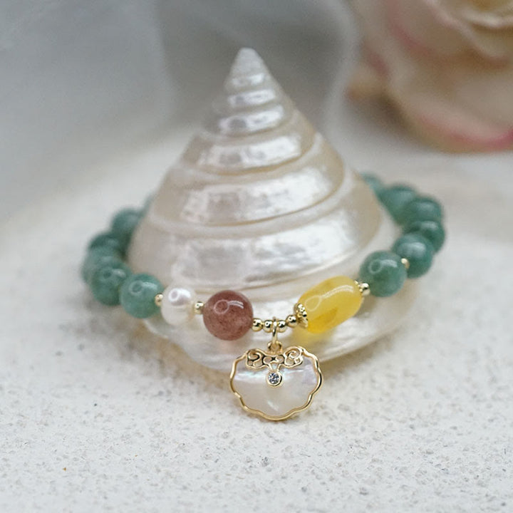 Bransoletka z Buddha Stones Jade Sea Shell Ruyi Lock Luck