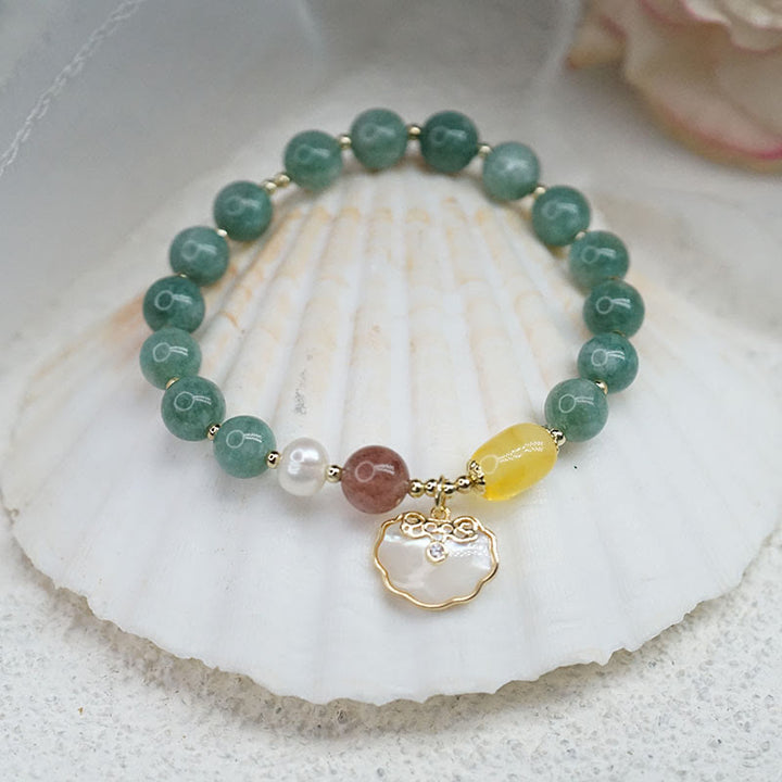 Bransoletka z Buddha Stones Jade Sea Shell Ruyi Lock Luck