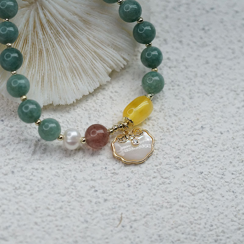 Bransoletka z Buddha Stones Jade Sea Shell Ruyi Lock Luck