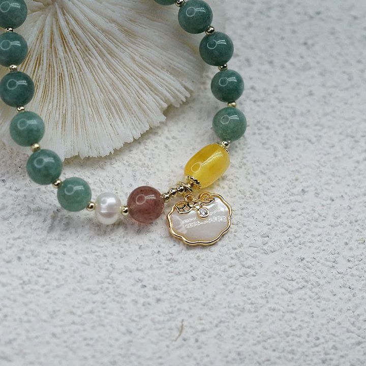 Bransoletka z Buddha Stones Jade Sea Shell Ruyi Lock Luck