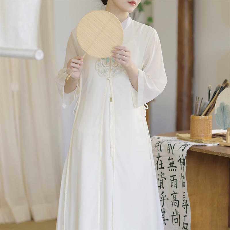 Kamienie Buddha Stones Szyfon Cheongsam Sukienka Midi Szerokie Spodnie Nogawki Medytacja Zen Praktyka Odzież - image 2