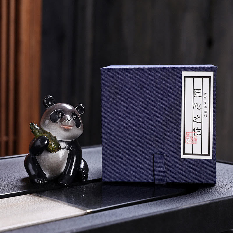 Buddha Stones Zmieniające Kolor Małe Słodkie Panda Bambus Herbata Zwierzęta Żywica Figurka Dekoracja Domu - 1 szt. Panda (pudełko prezentowe) - image 10