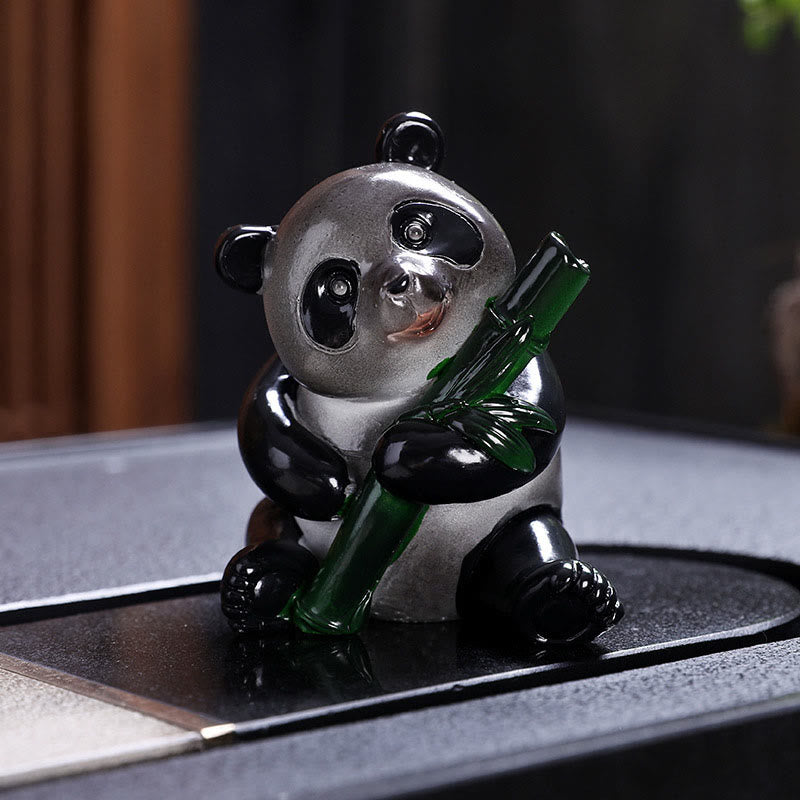 Buddha Stones Zmieniające Kolor Małe Słodkie Panda Bambus Herbata Zwierzęta Żywica Figurka Dekoracja Domu - image 2